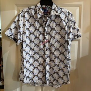 Robert Graham White and Black Geometric Shirt